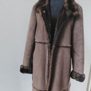 Full Length Luxury Faux Shearling Coat Designed By Talbots